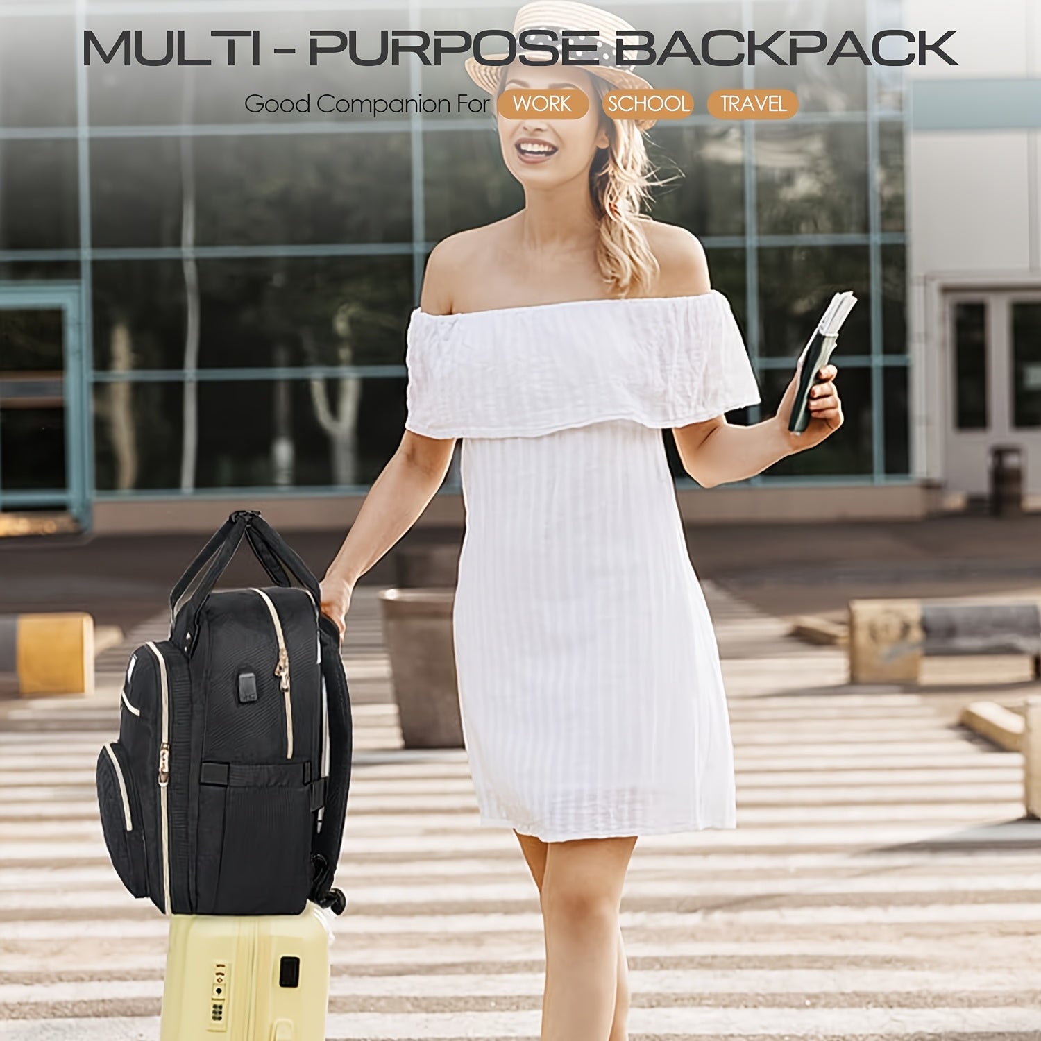 ETRONIK Women's Lunch Backpack 39 Laptop Backpack with Insulated Cooler