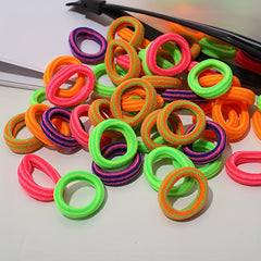 100pcs Colorful Striped Hair Ties Elastic Headbands Hair Rope