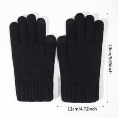 Double Layered Plush Knitted Touch Screen Gloves Winter Windproof