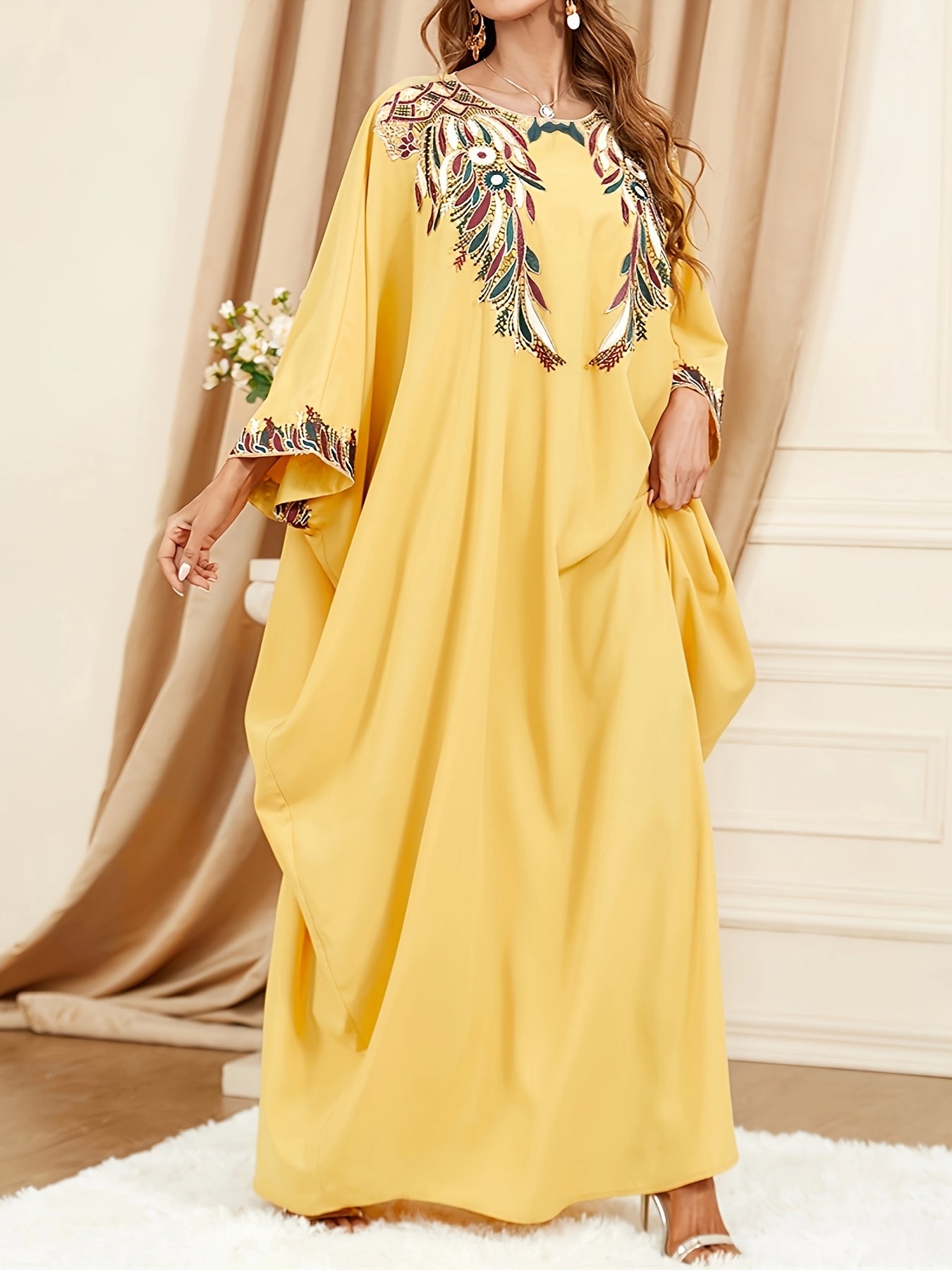  Floral Batwing Maxi Dress