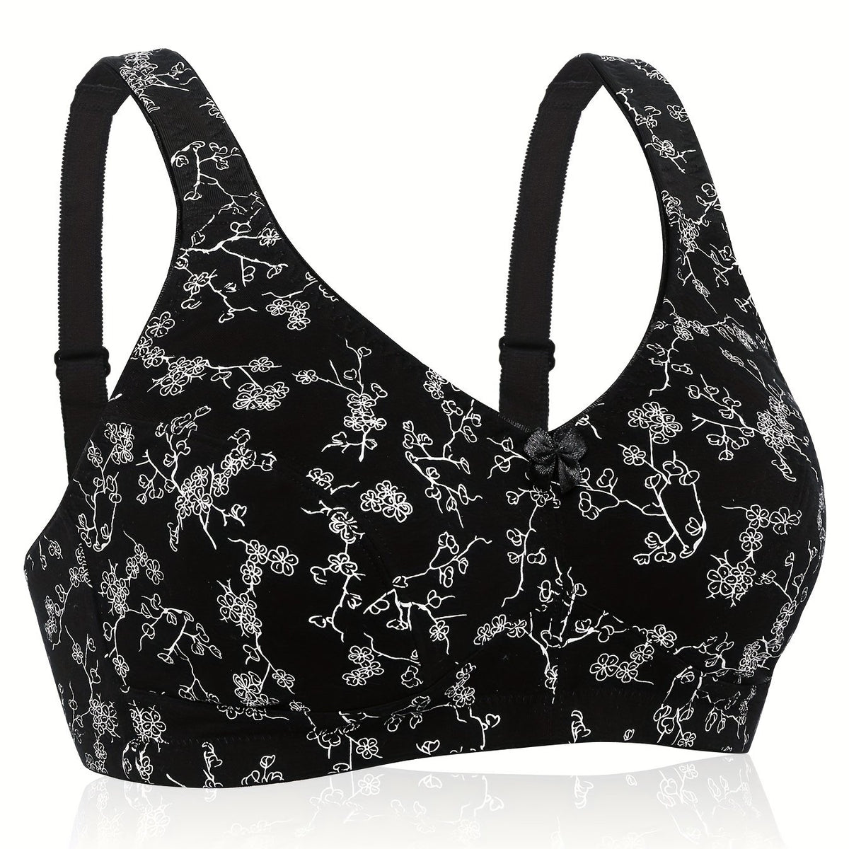 Floral Print Plus Size Wireless Comfort Bra