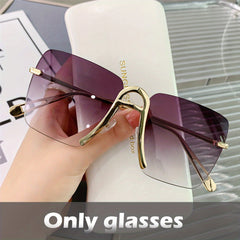 Square Rimless Sunglasses Gradient UV400 Sun Shades Glasses