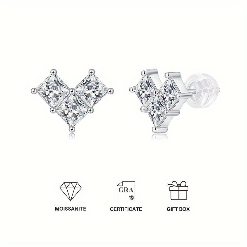 Moissanite Earrings 925 Silver Women's Ear Studs