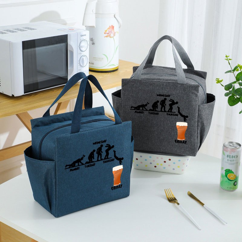 Cheering Friday Beer Insulated Lunch Bag Canvas Cooler Tote for Office School