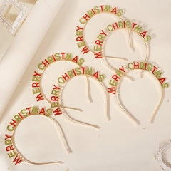 Christmas Headband Set with Rhinestone Letters for Holiday Parties