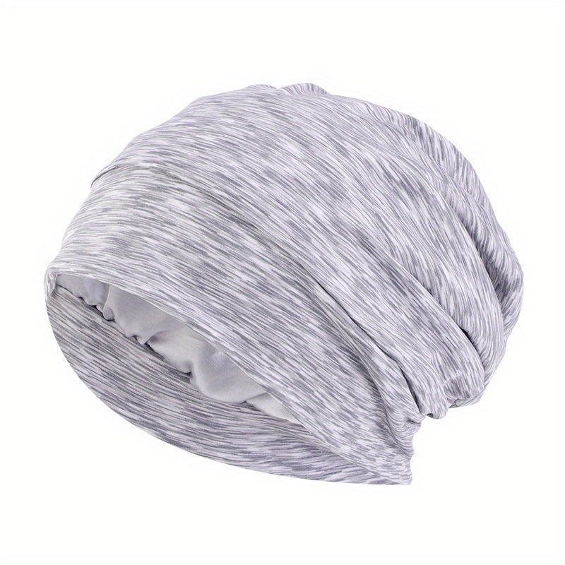 Satin Lined Beanie Cap Mixed Head Wrap Soft Elastic Turban Cap