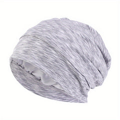 Satin Lined Beanie Cap Mixed Head Wrap Soft Elastic Turban Cap