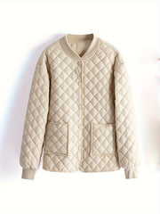 Quilted Jacket with Patched Pockets and Button Closure