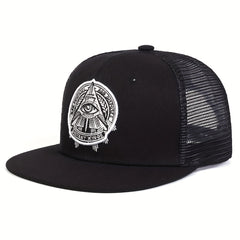 Men's Flat Brim Baseball Cap With Letter Embroidery