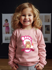 Girls Bear Pattern Crew Neck Sweatshirt