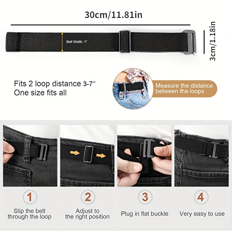 No Buckle Stretch Belt For Women & Men - Set of 2