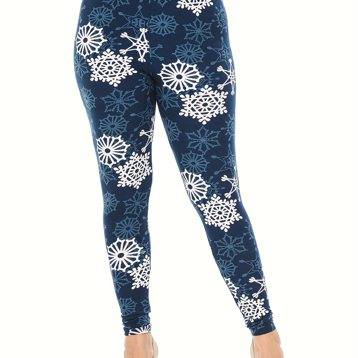  Snowflake Print High-Rise Leggings