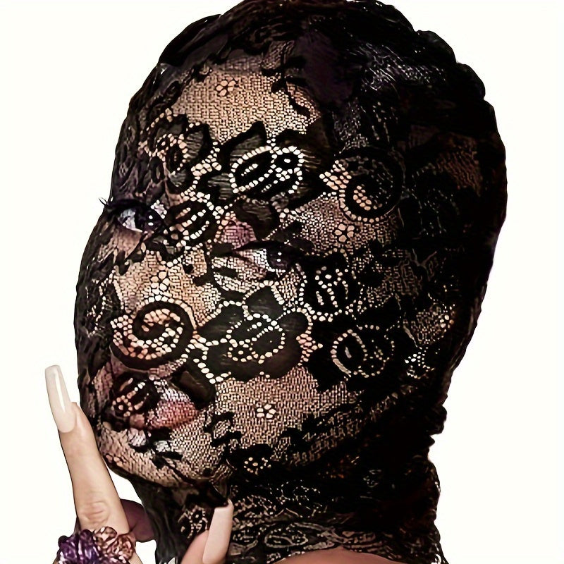 Lace Full Face Mask Second Skin Headpiece Halloween Elastane Head Cover Unisex
