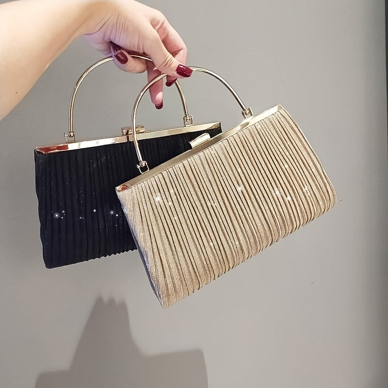 Evening Frame Clutch Bag Solid Handbag With Buckle For Party