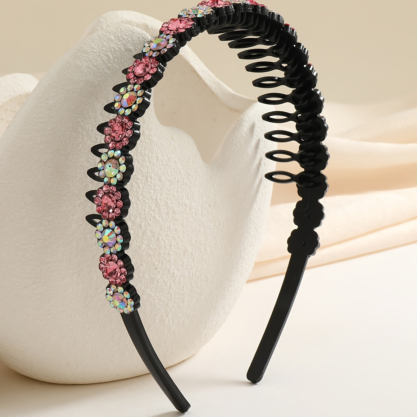 Teeth Comb Headband Crystal Beaded Hairband Non-Slip Headband