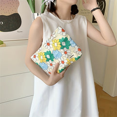 Fresh Floral Cosmetic Bag Fabric Clutch Portable Makeup Lipstick Storage