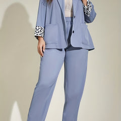  Cow Print Blazer & Pants Suit Set