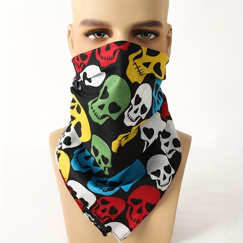 Colorful Skull Print Men's Square Scarf