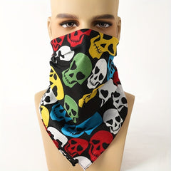 Men's Skull Print Square Scarf for Outdoor Party