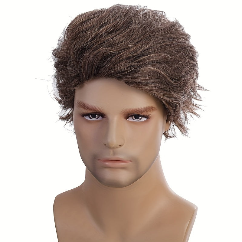 Men's Dark Brown Short Hair Wig for Parties
