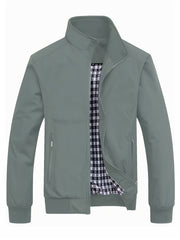 Men's Casual Stand Collar Zipper Pockets Jacket Coat Spring Fall