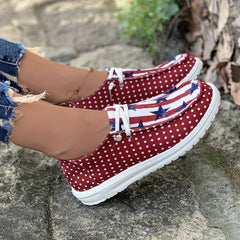 Women's Stars Pattern Canvas Shoes Casual Lace Up Outdoor Shoes Lightweight