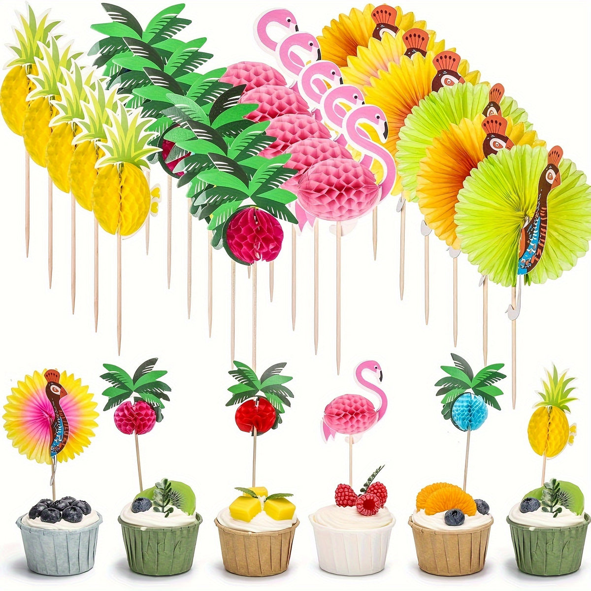 40pcs Tropical Themed Bamboo Cocktail Picks for Party