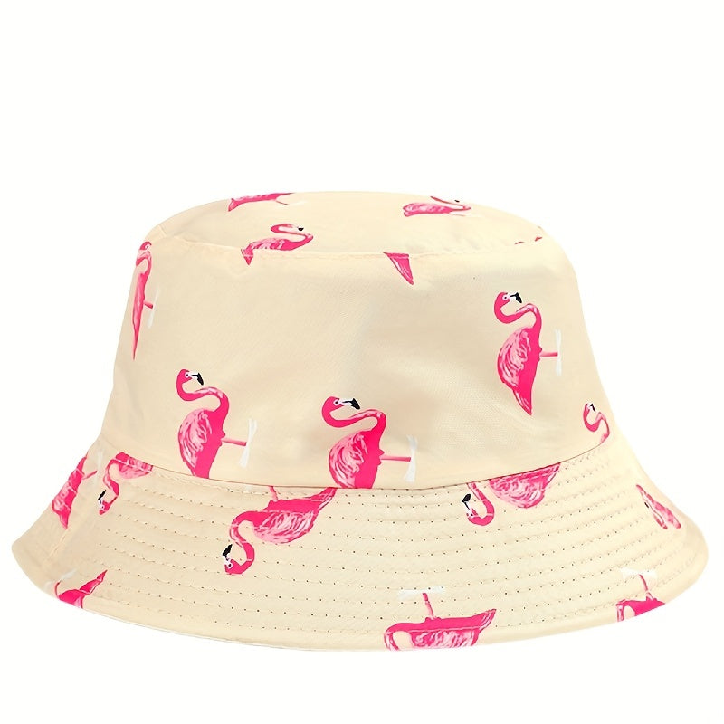 Flamingo Print Bucket Hat Lightweight Fisherman Cap