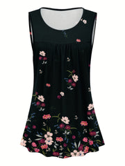  Floral Print Ruched Tank Top