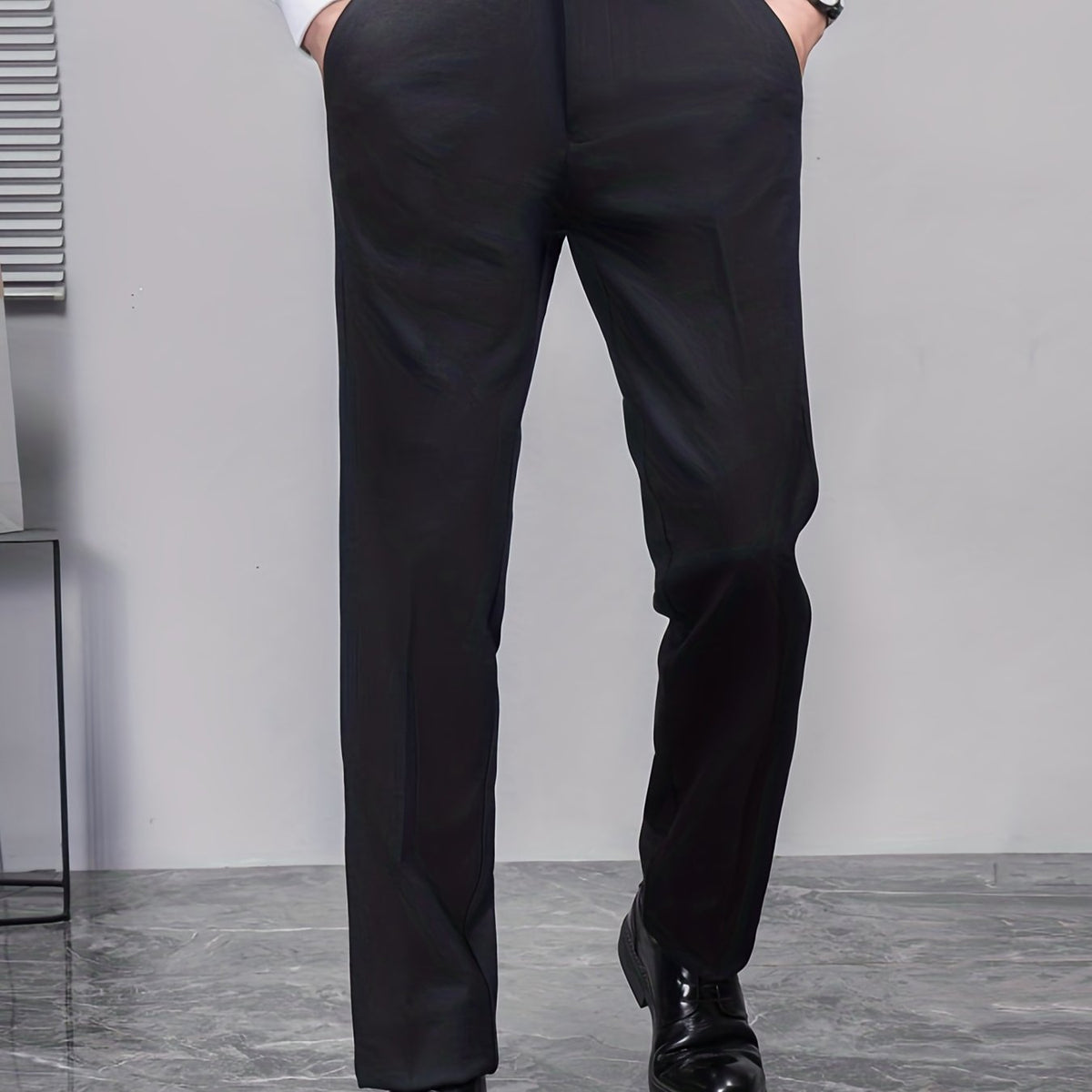 Men's Solid Stretch Dress Pants for Spring Summer Business