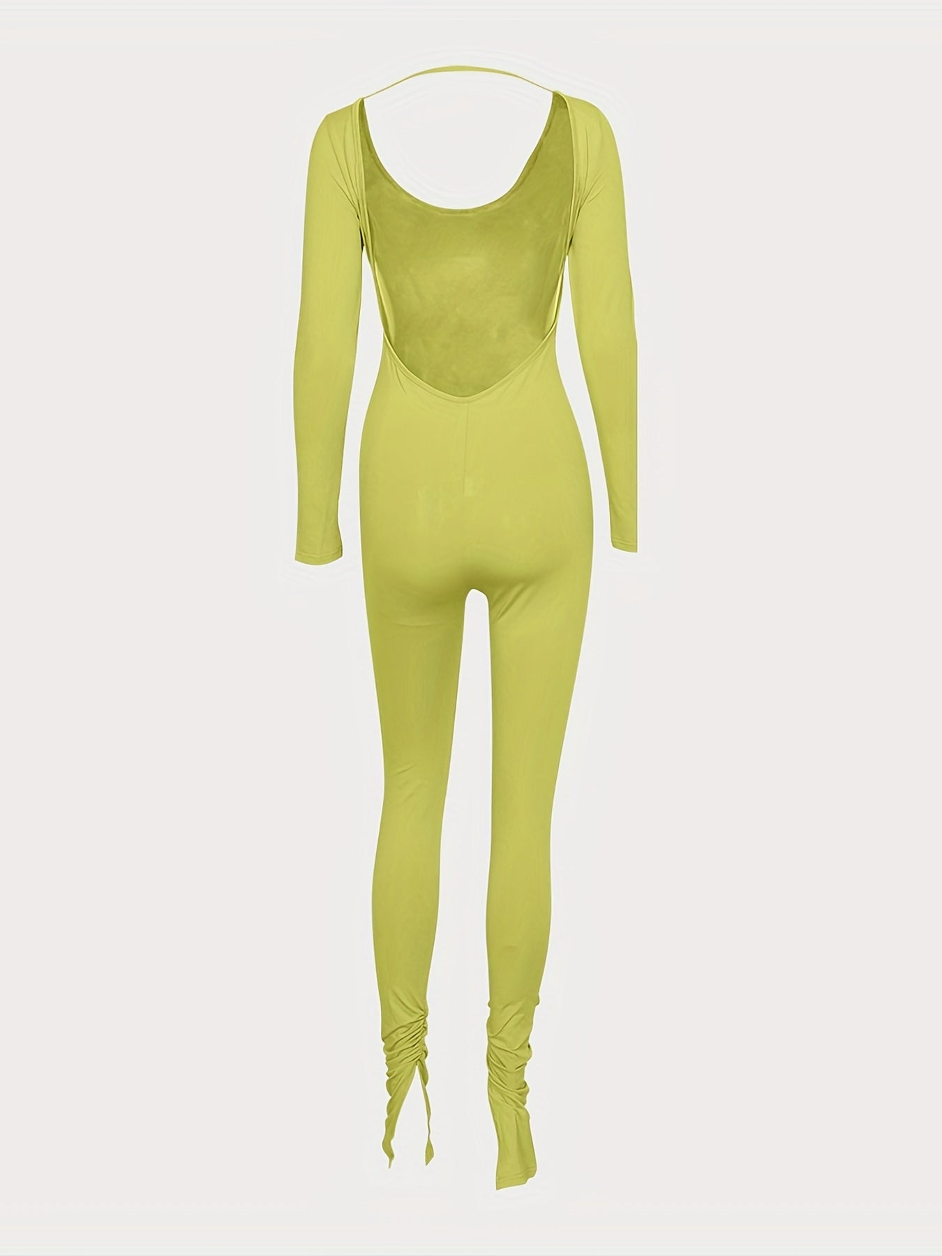 Open Back Flare Leg Jumpsuit Sexy Squared Neck