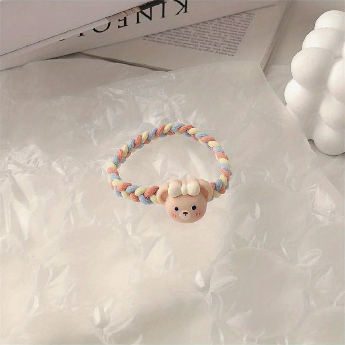 Cartoon Animal Hair Tie Two Tone Braided Hair Rope Elastic Hair Accessories