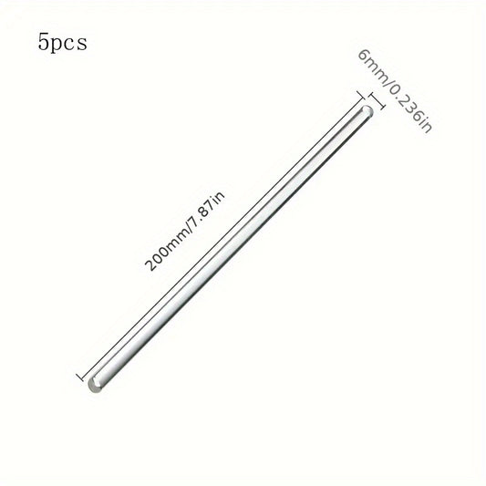 5pcs Glass Rod Stirrers for Mixing Beverages & Chemicals