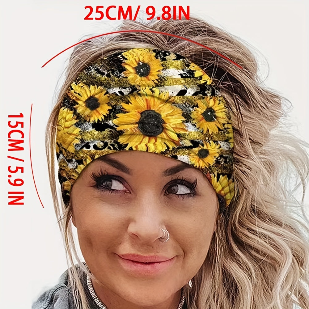Sunflower Headband Boho Hair Band Sports Sweatband Hippie Style Hair Accessories