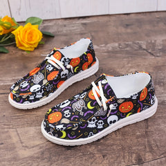 Scary Pumpkin Ghost Slip On Sneakers Lightweight Comfortable Boat Shoes