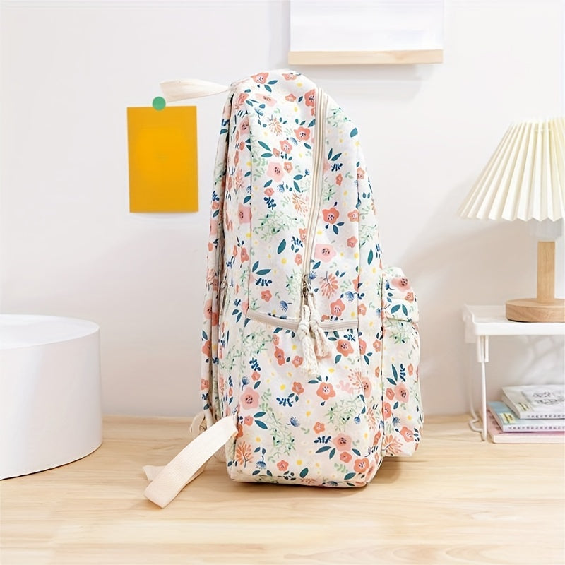 Floral Corduroy Backpack for Students & Professionals