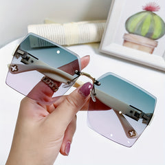 Square Rimless Sunglasses UV400 Gradient Glasses