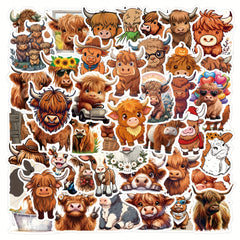 55pcs Cow Sticker for Stationery Cup Laptop Suitcases Refrigerator