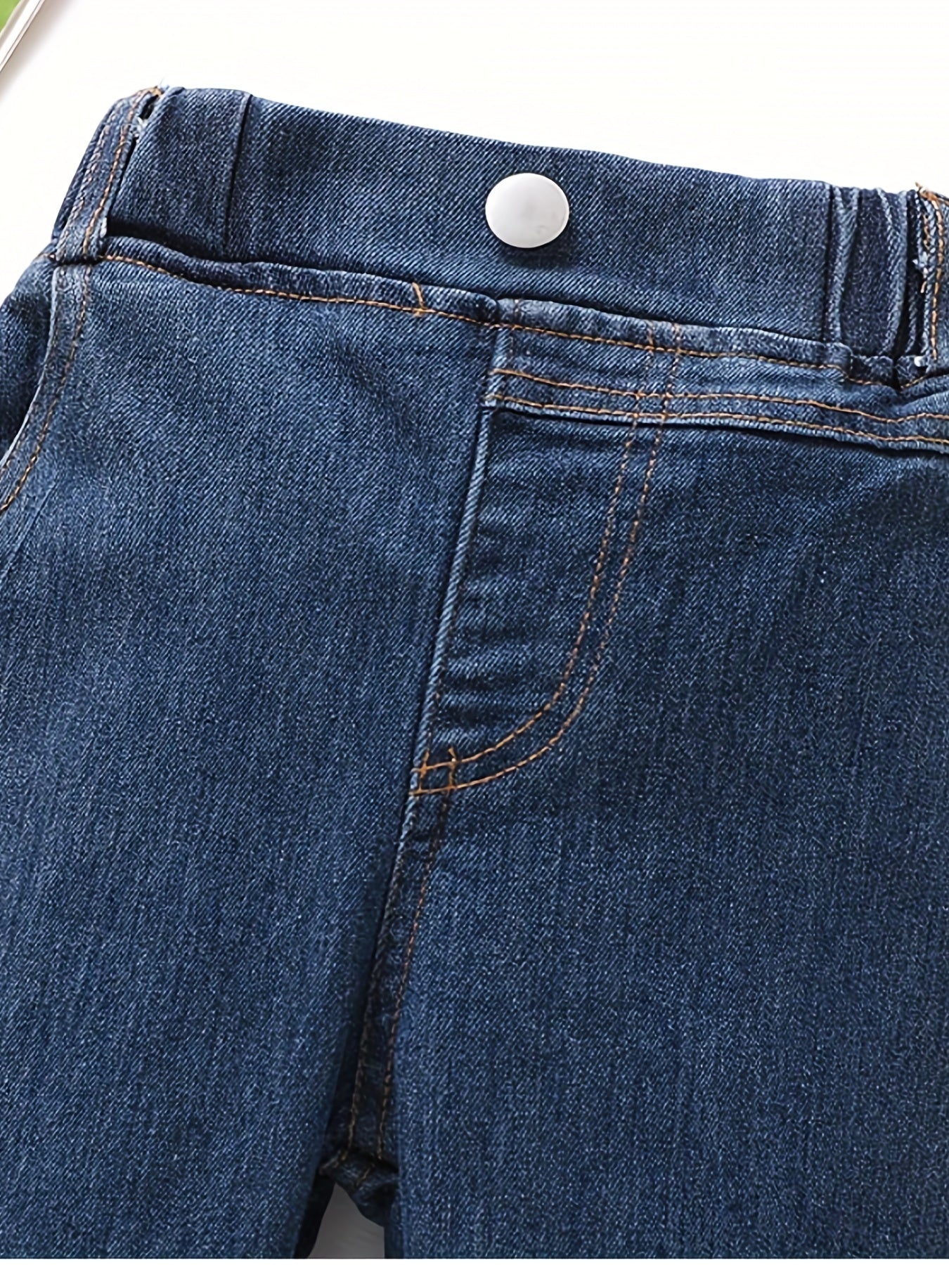 Kid Girls Casual Denim Pants Trousers Elastic Waist Regular Fit Jeans