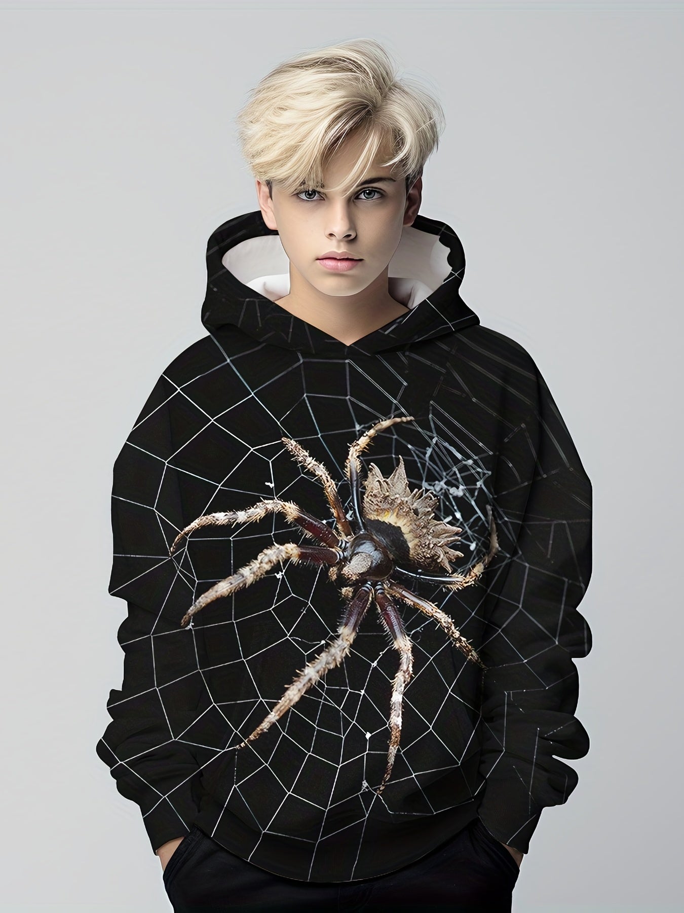 Spider 3D Print Boys Casual Hoodie Long Sleeve Sweatshirt