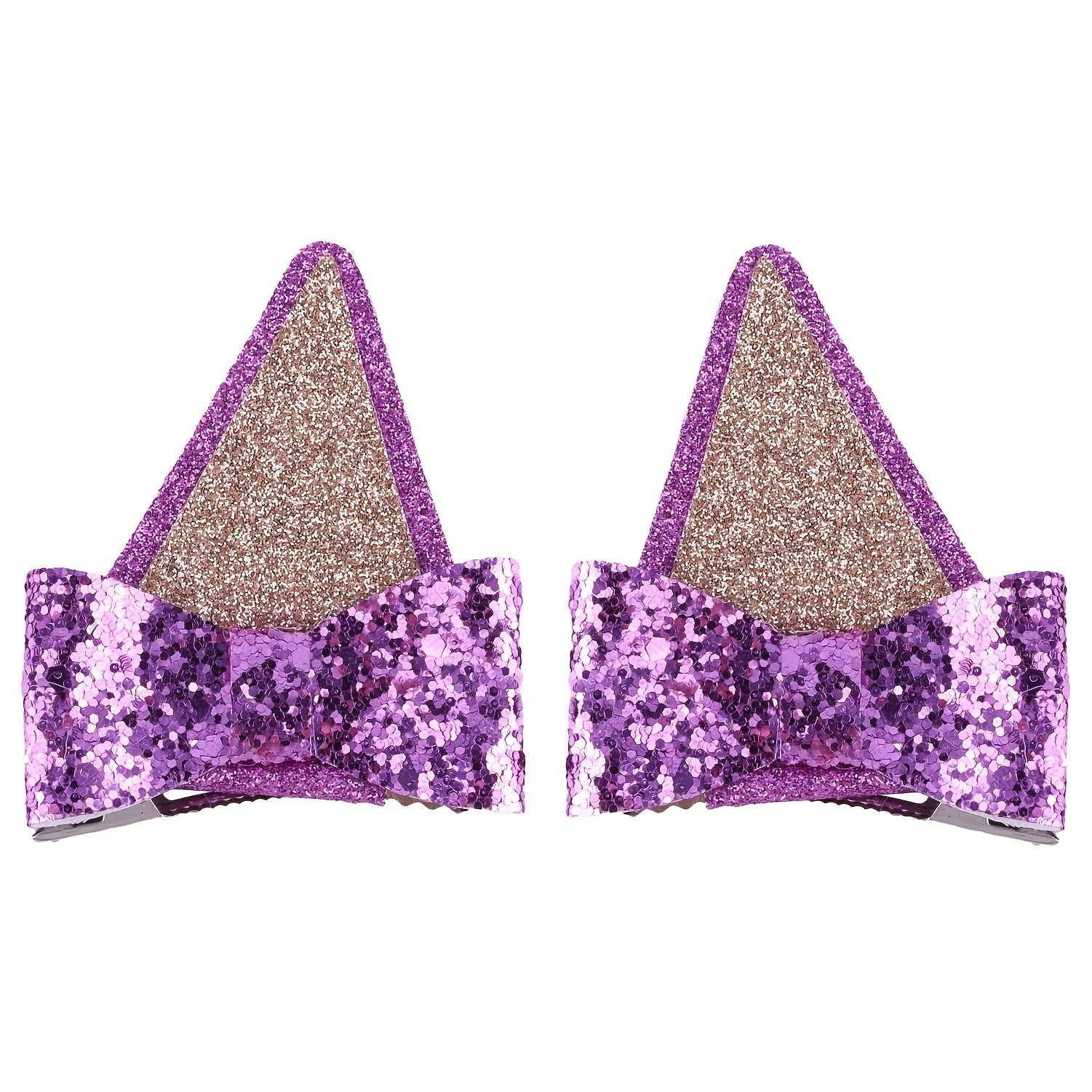 2pcs Animal Ears Hair Bow Clips for Halloween Costume Accessories