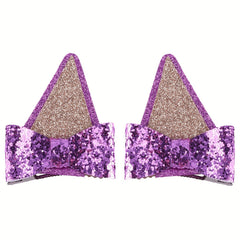 2pcs Animal Ears Hair Bow Clips for Halloween Costume Accessories