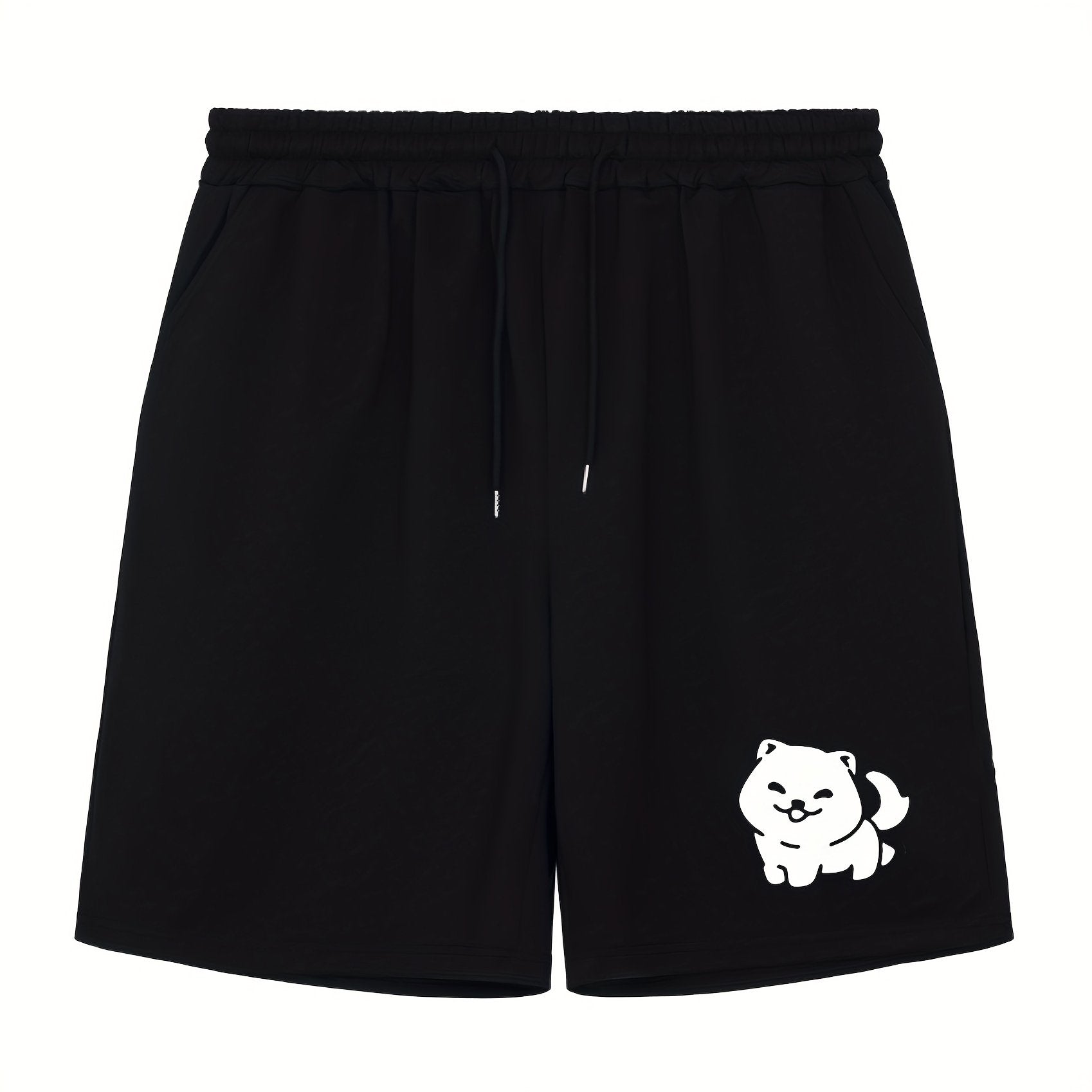 Men's Dog Doodle Print Workout Shorts Active Stretch Drawstring Sports Shorts