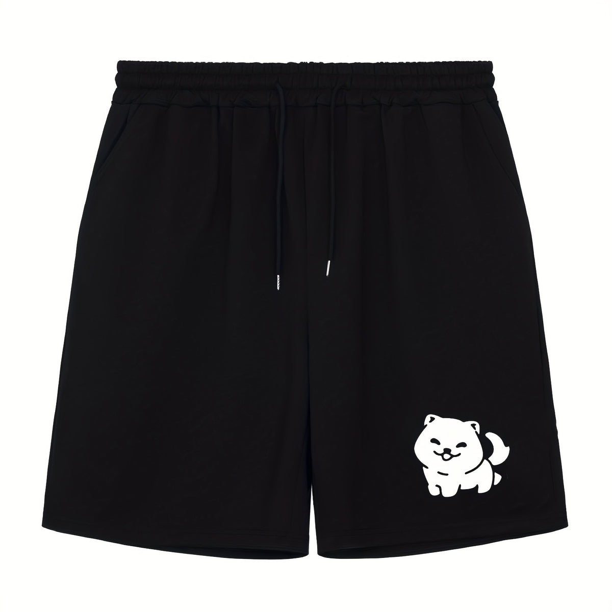 Men's Dog Doodle Print Workout Shorts Active Stretch Drawstring Sports Shorts