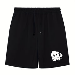 Men's Dog Doodle Print Workout Shorts Active Stretch Drawstring Sports Shorts