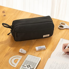 Large capacity double layer pencil case