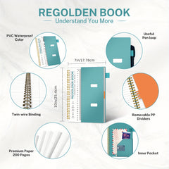 Ruled Spiral Notebook 200 Pages 7x10 w/ Pocket Dividers Ruler
