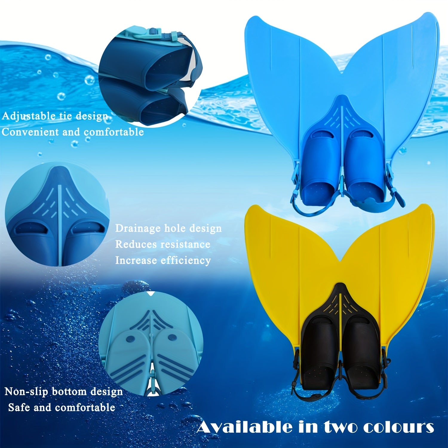 Adjustable Mermaid Flipper Fins for Kids and Teens