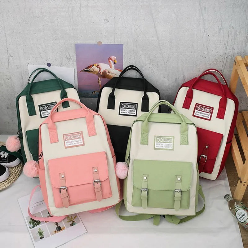 5PCS School Bags For Teenage Girls Travel Backpack Totes Large Capacity Student