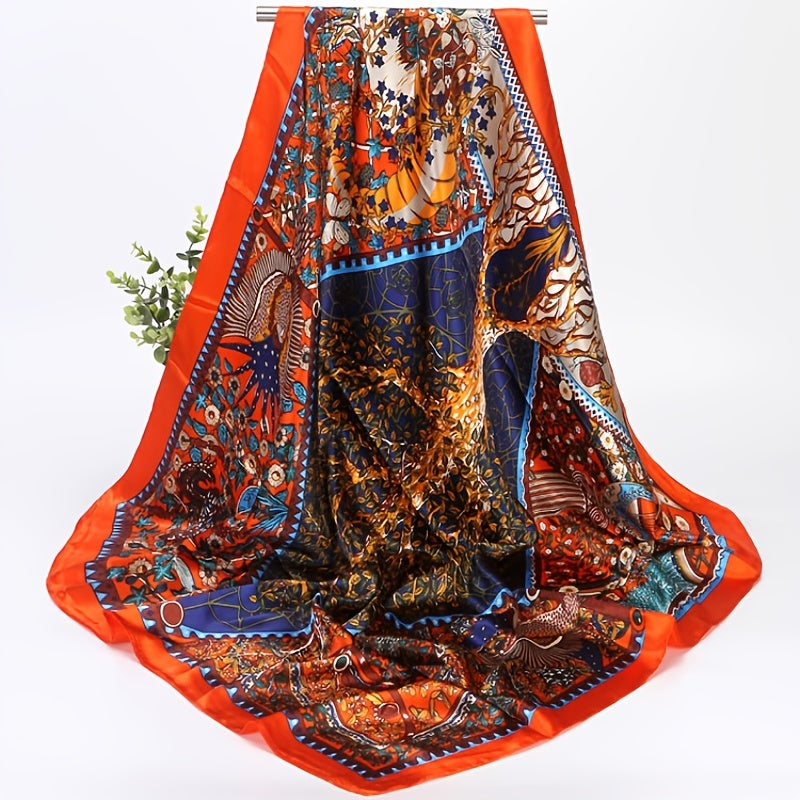 Print Silk Satin Scarf Female Shawls Head Scarf For Ladies